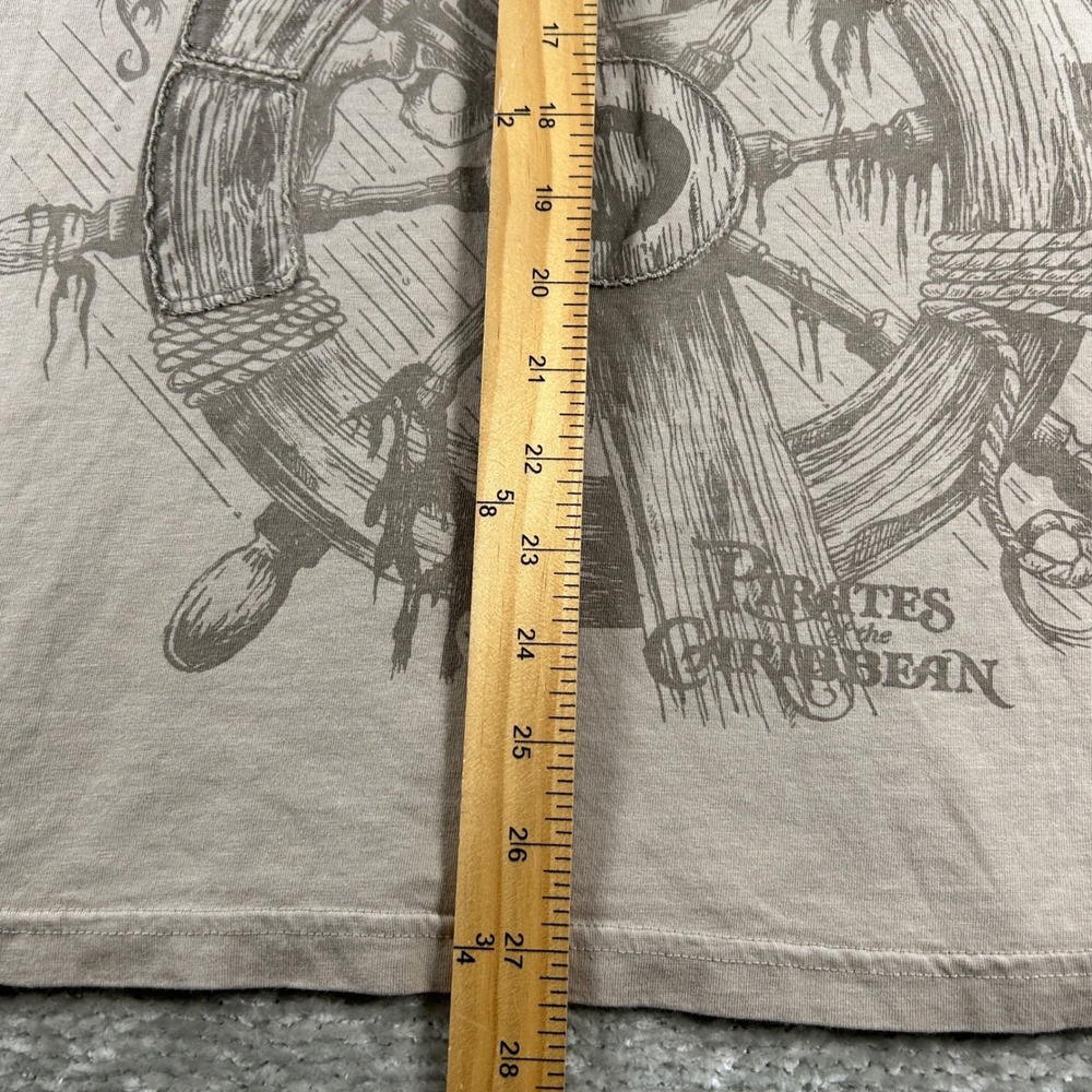 Disney Parks Pirates of the Caribbean Skeleton Graphic Polo Shirt Tan Mens L - Picture 5 of 8
